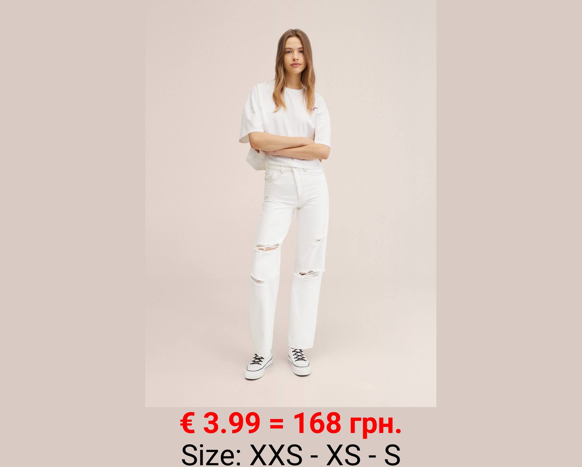 Jeans wideleg rotos decorativos