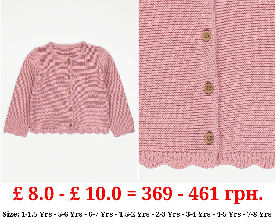 Pink Knitted Scallop Cardigan