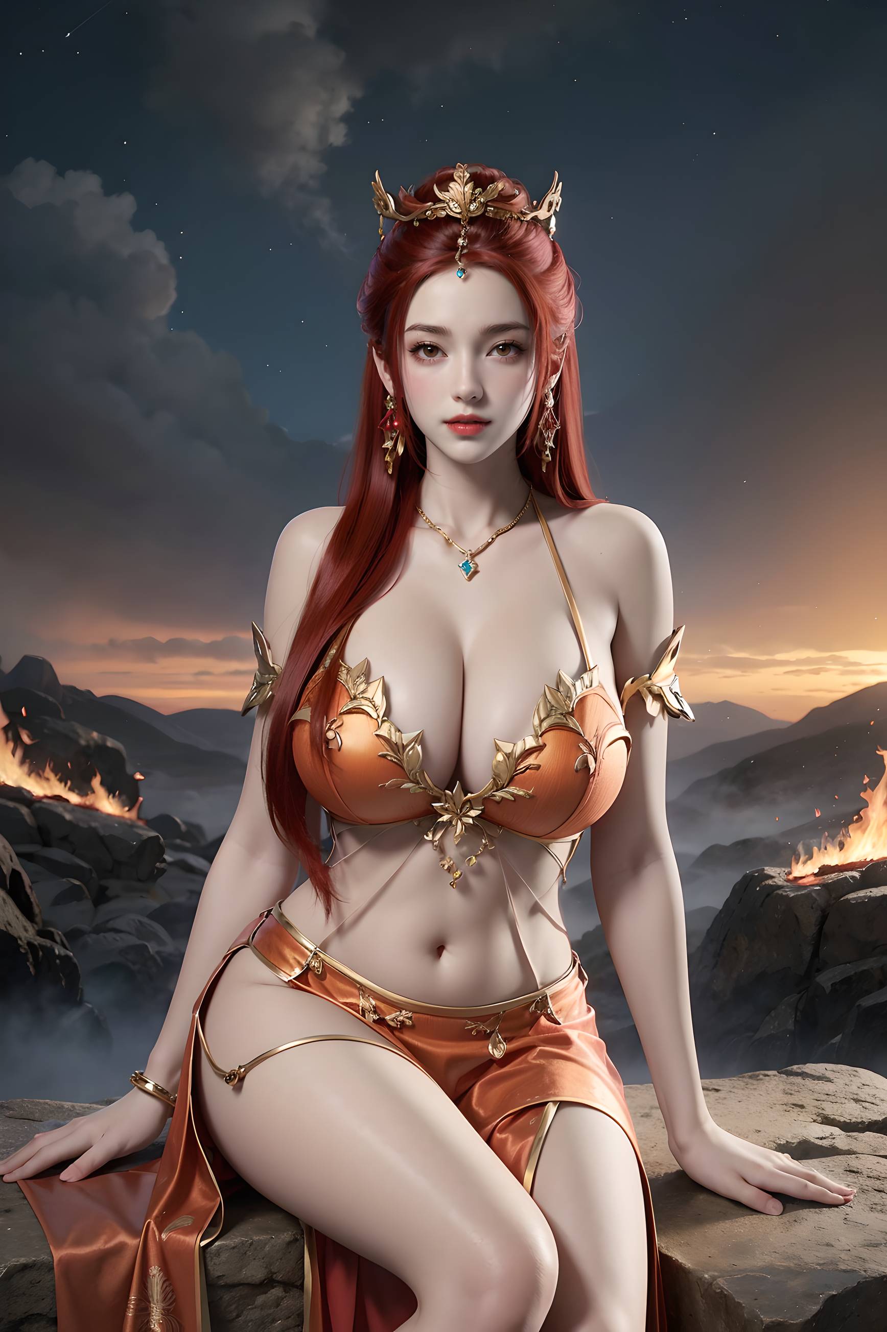 图片[111]-完美世界-曼珠沙华 户外红色礼服-六色网