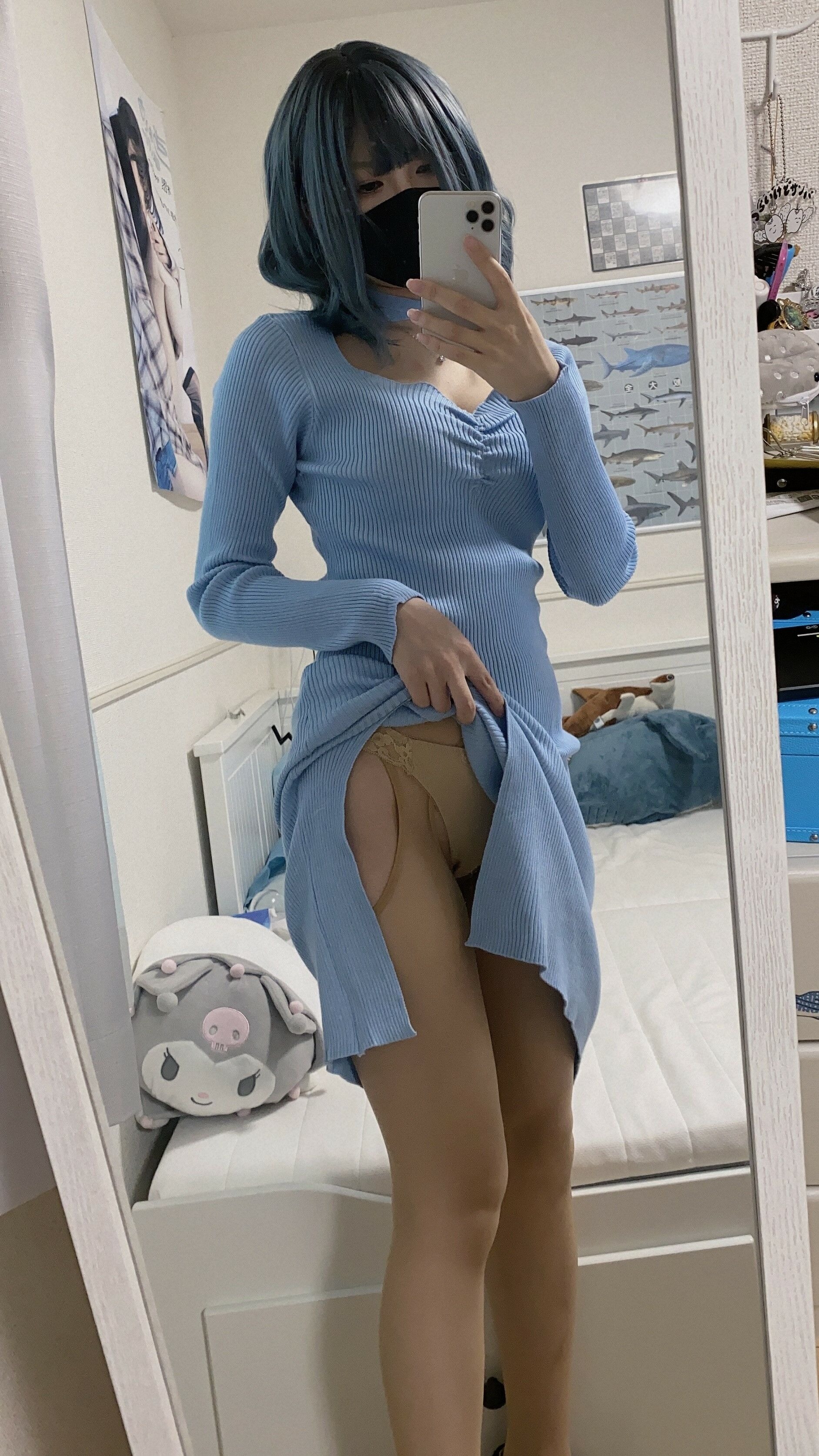御伽樒 蓝卫衣+猫耳束缚 76