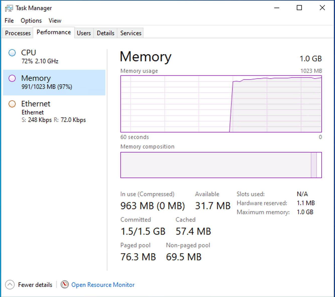 Azure b1s的windows虚拟机能干什么啊，刚开机内存就满了