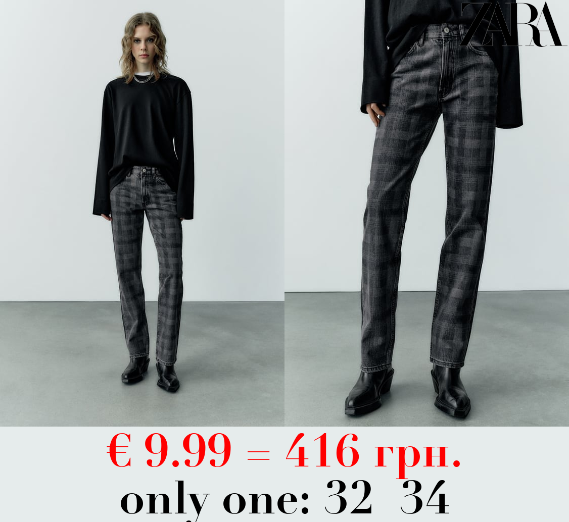 TRF STRAIGHT-LEG PRINTED MID-RISE JEANS