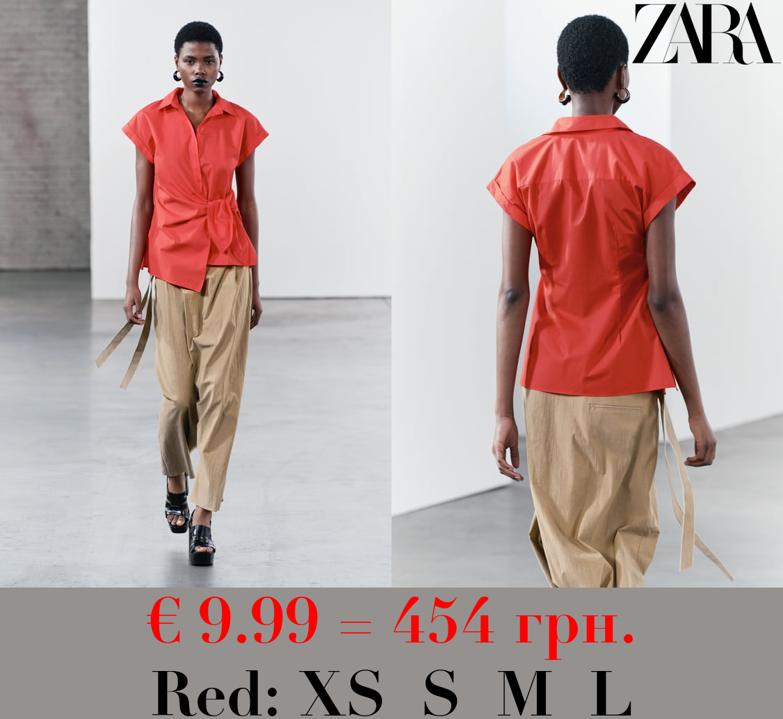 ZW COLLECTION POPLIN SHIRT WITH KNOT DETAIL