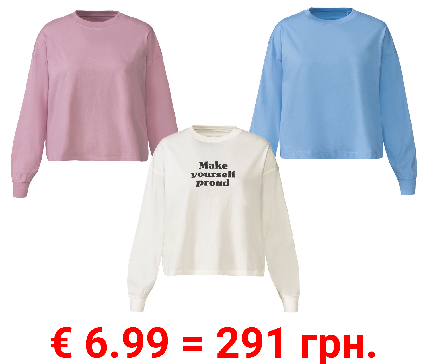 esmara® Damen Langarmshirt im modischem Oversize-Look