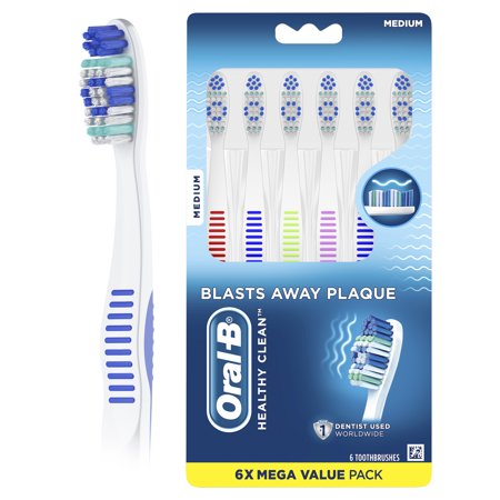 Oral-B Healthy Clean and Gentle Toothbrush, Medium, 6 Ct