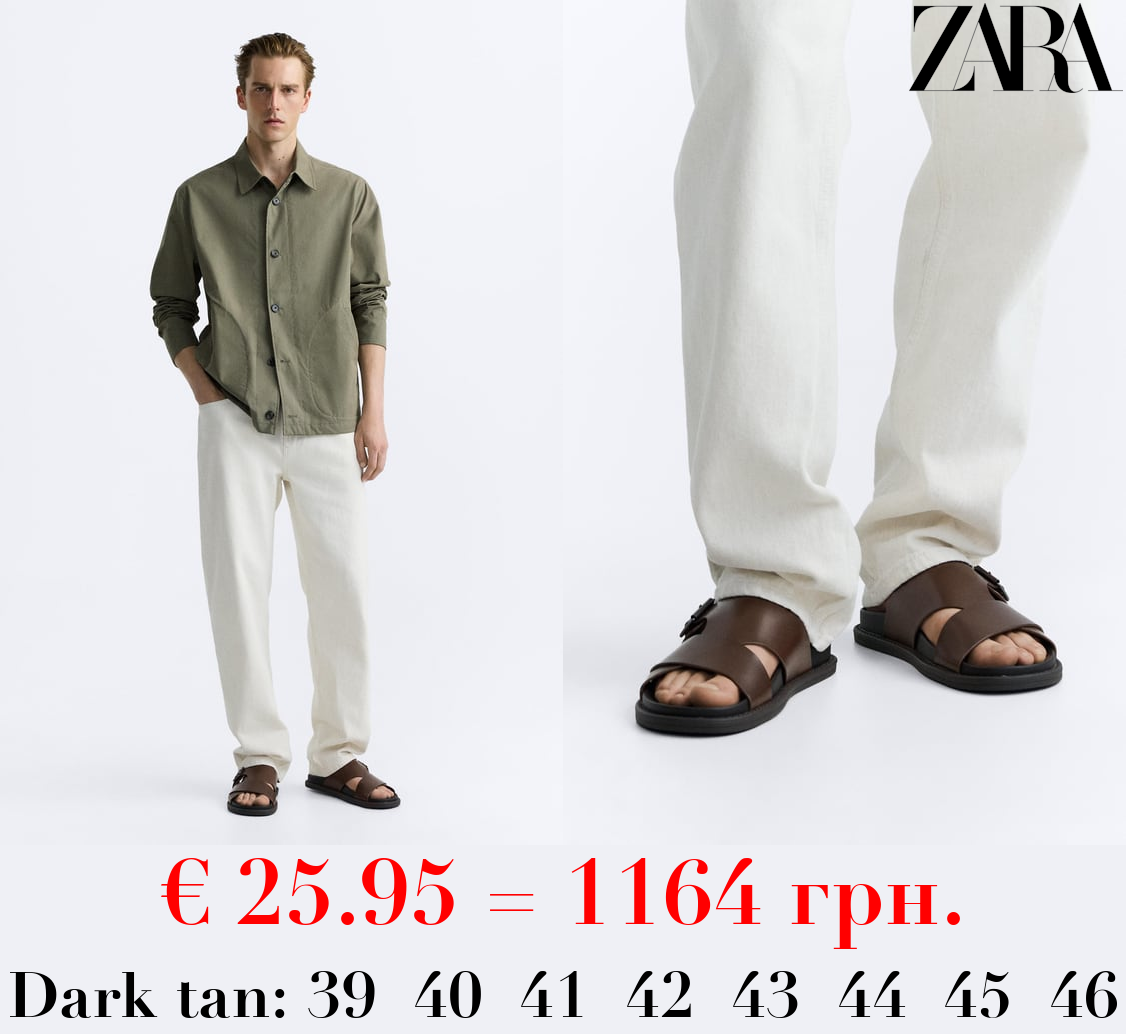 Criss-cross sandals with buckle