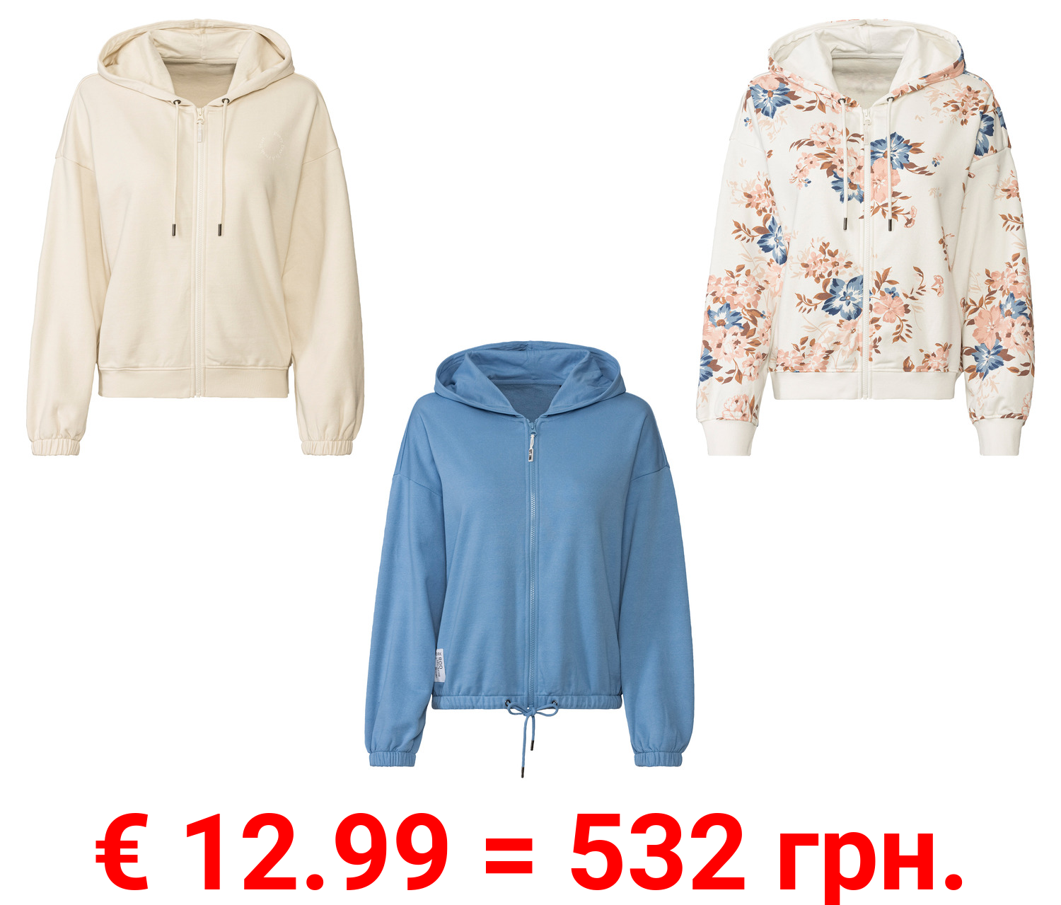 esmara® Damen Sweatjacke mit Baumwolle