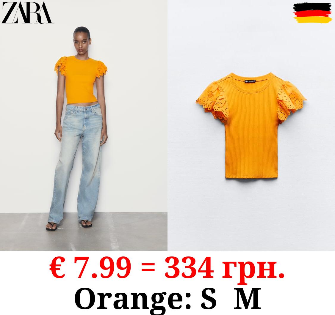 RIBBED TOP WITH CROCHET RUFFLE DETAILS