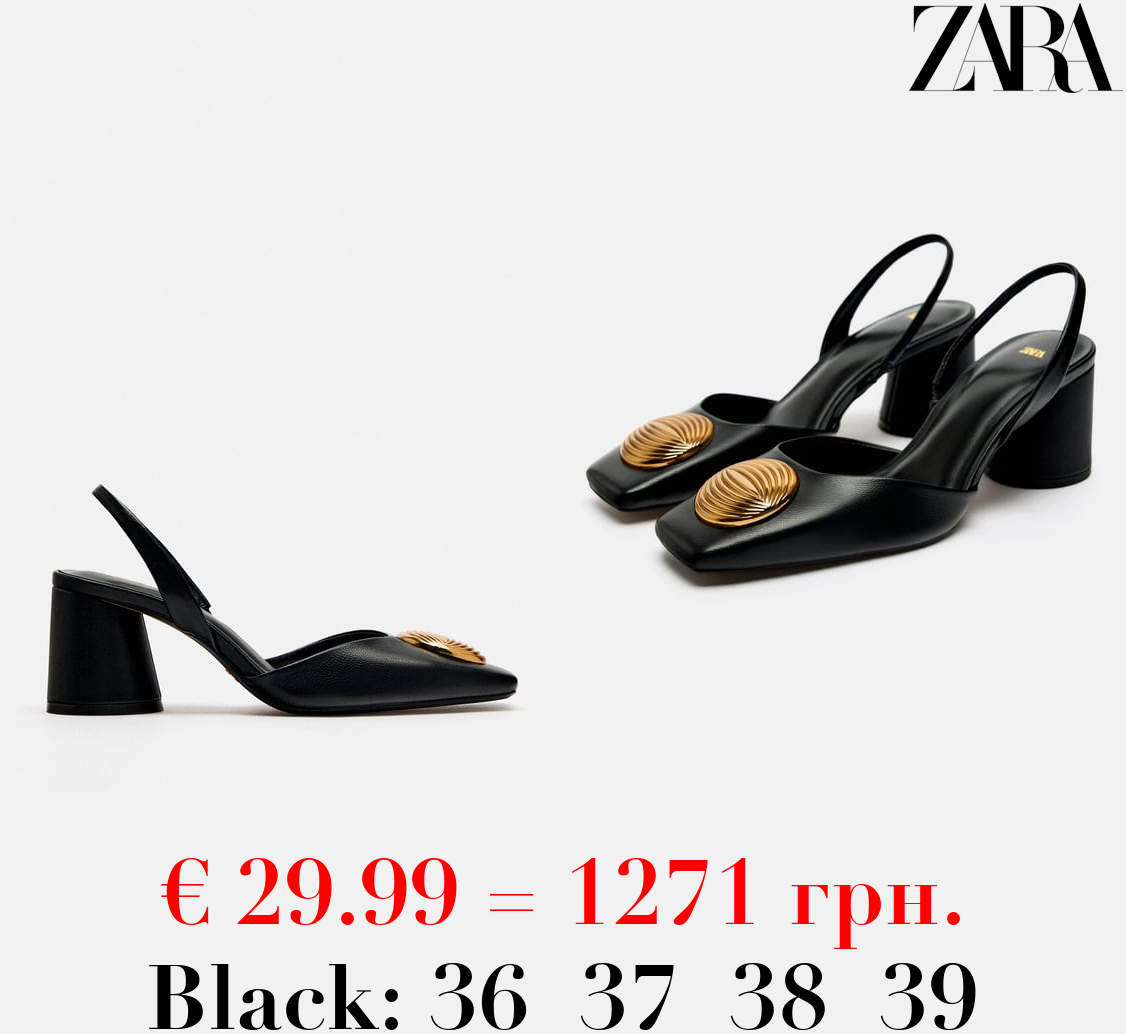 EMBELLISHED LEATHER SLINGBACK SHOES