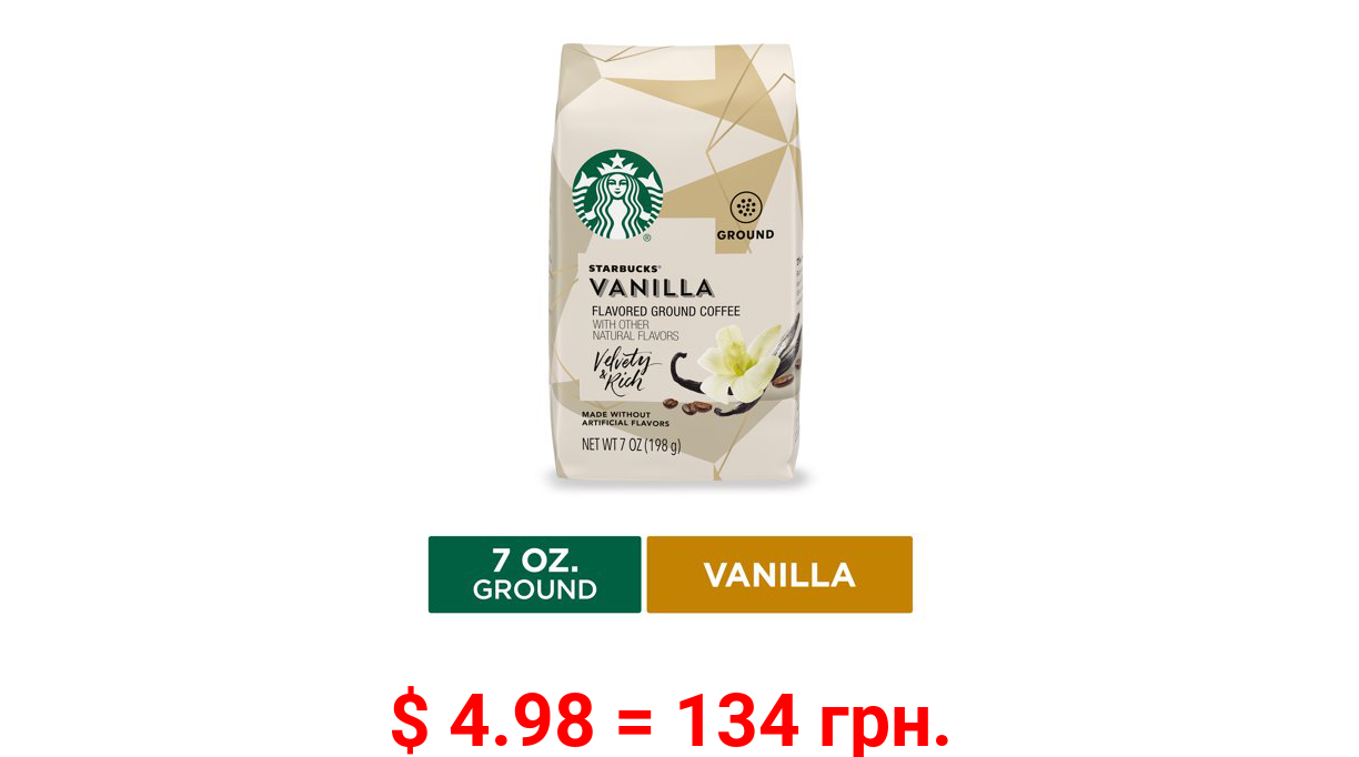 Starbucks Flavored Ground Coffee, Vanilla, 7 Oz