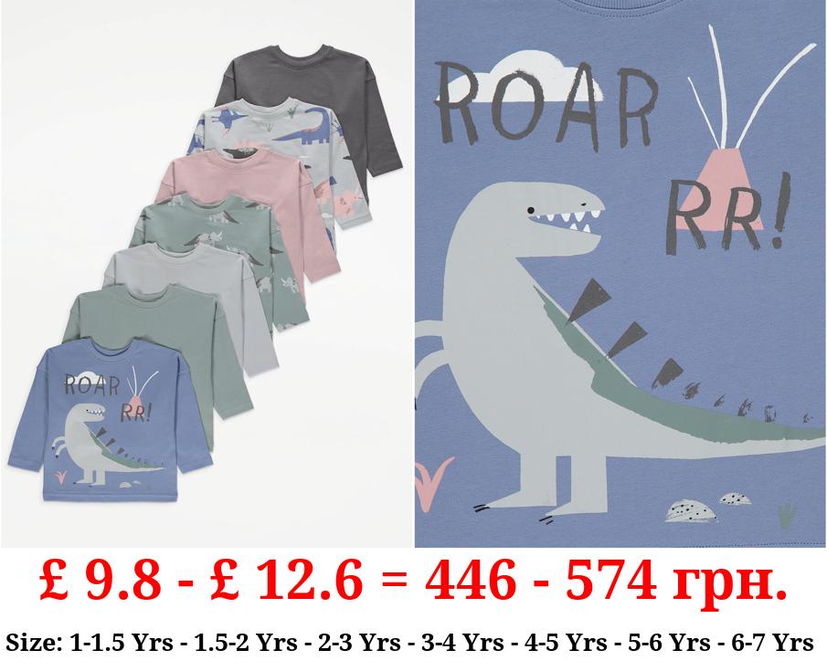 Assorted Dinosaur Print Long Sleeve Tops 7 Pack