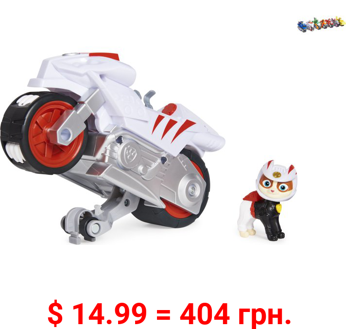 PAW Patrol, Moto Pups Wildcat’s Deluxe Pull Back Motorcycle Vehicle with Wheelie Feature and Toy Figure