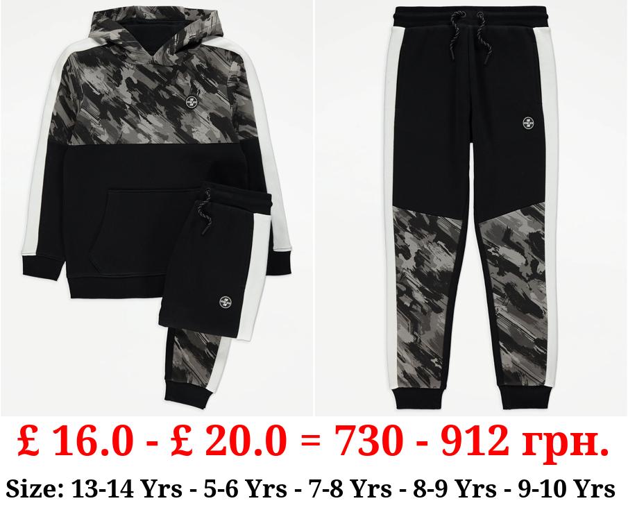 Black Camouflage Hoodie and Joggers Outfit