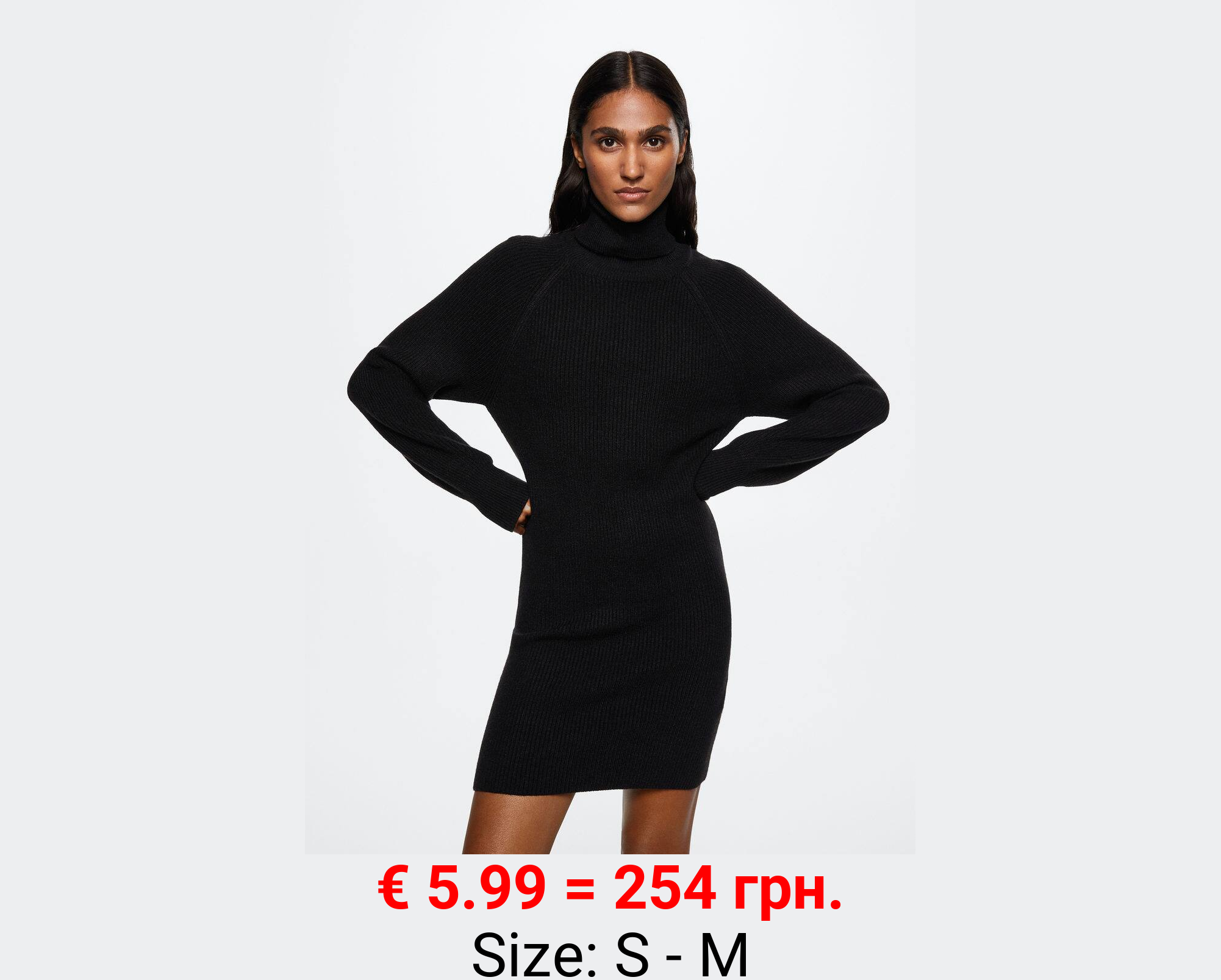 Vestido canalé cuello vuelto