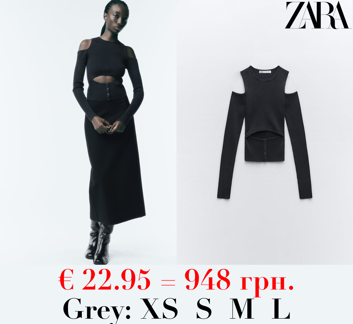 ACID WASH KNIT CUT-OUT TOP