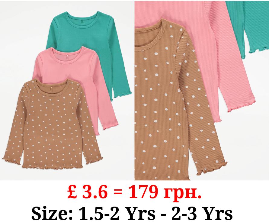 Ribbed Long Sleeve Tops 3 Pack