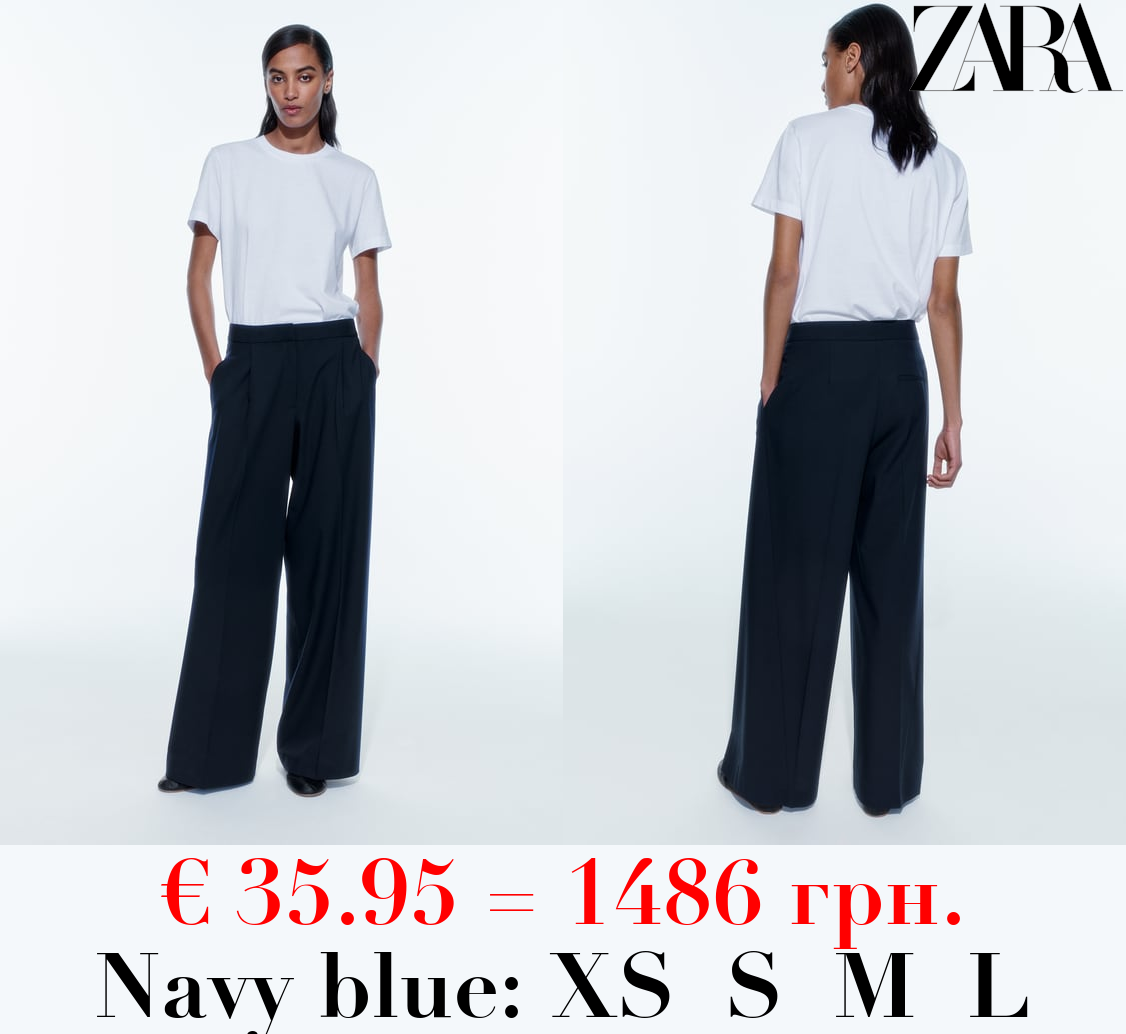 DARTED WIDE-LEG TROUSERS