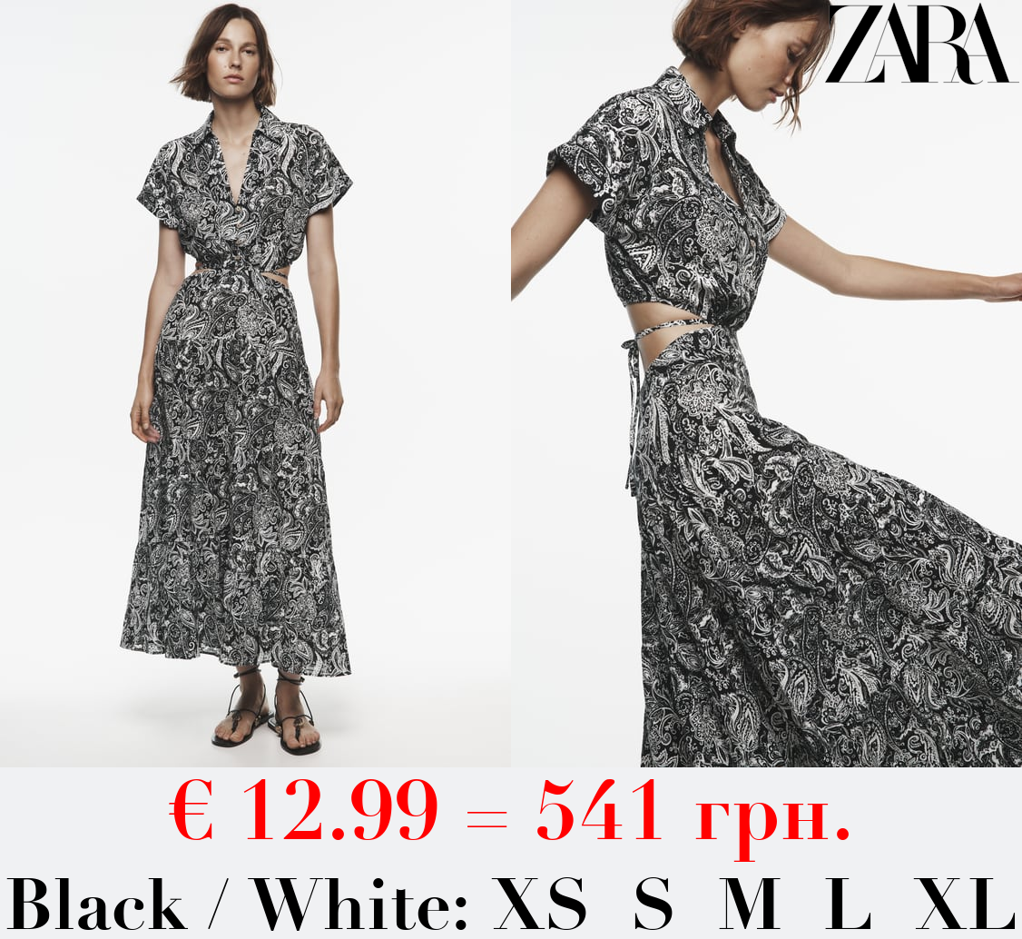 PRINTED RUSTIC DRESS WITH CUT-OUT DETAIL