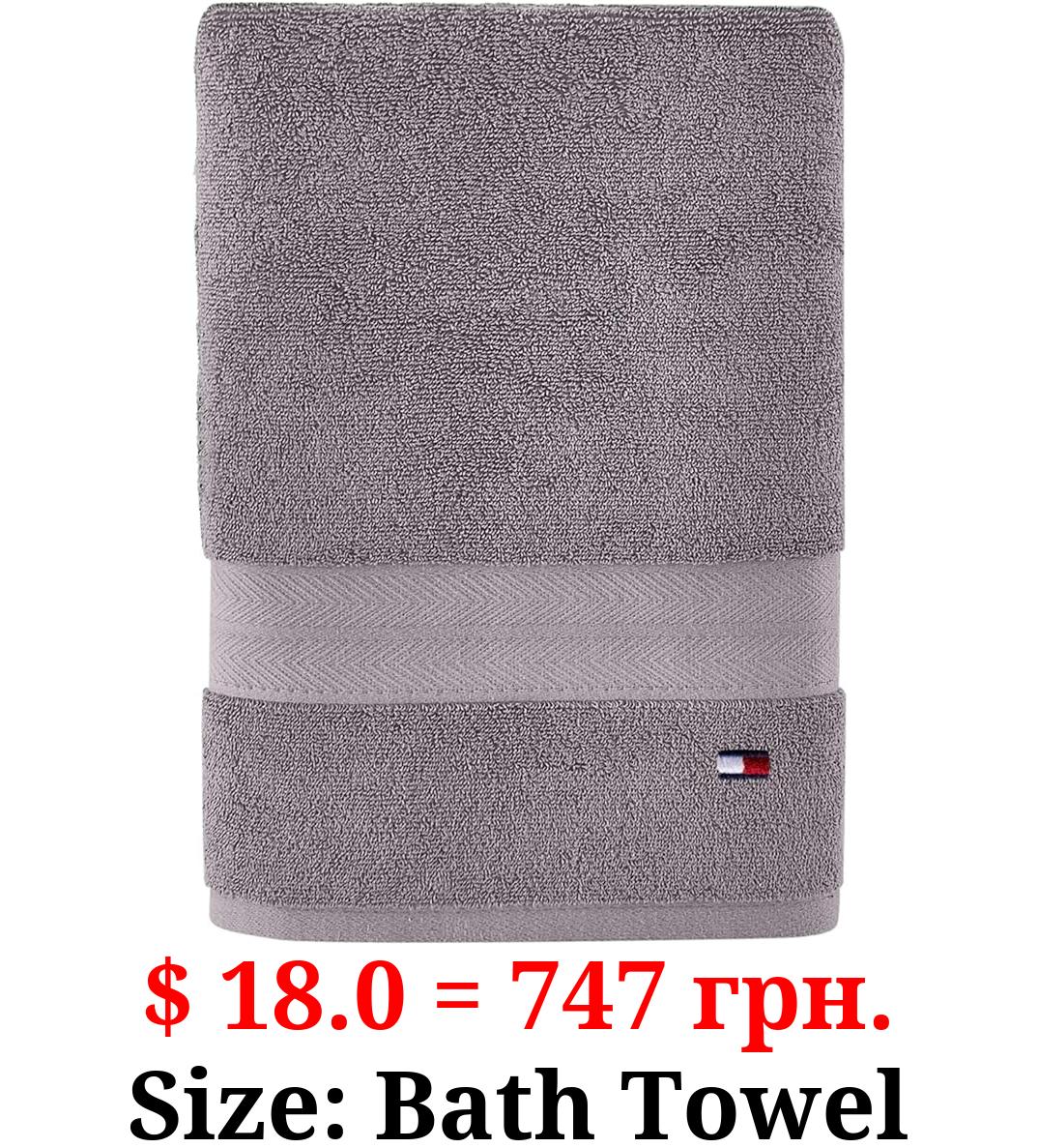 Tommy Hilfiger Modern American Solid Bath Towel, 30 X 54 Inches, 100% Cotton 574 GSM (Steel Grey)