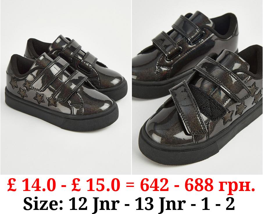 Black Glitter Patent Light Up Cupsole Trainers