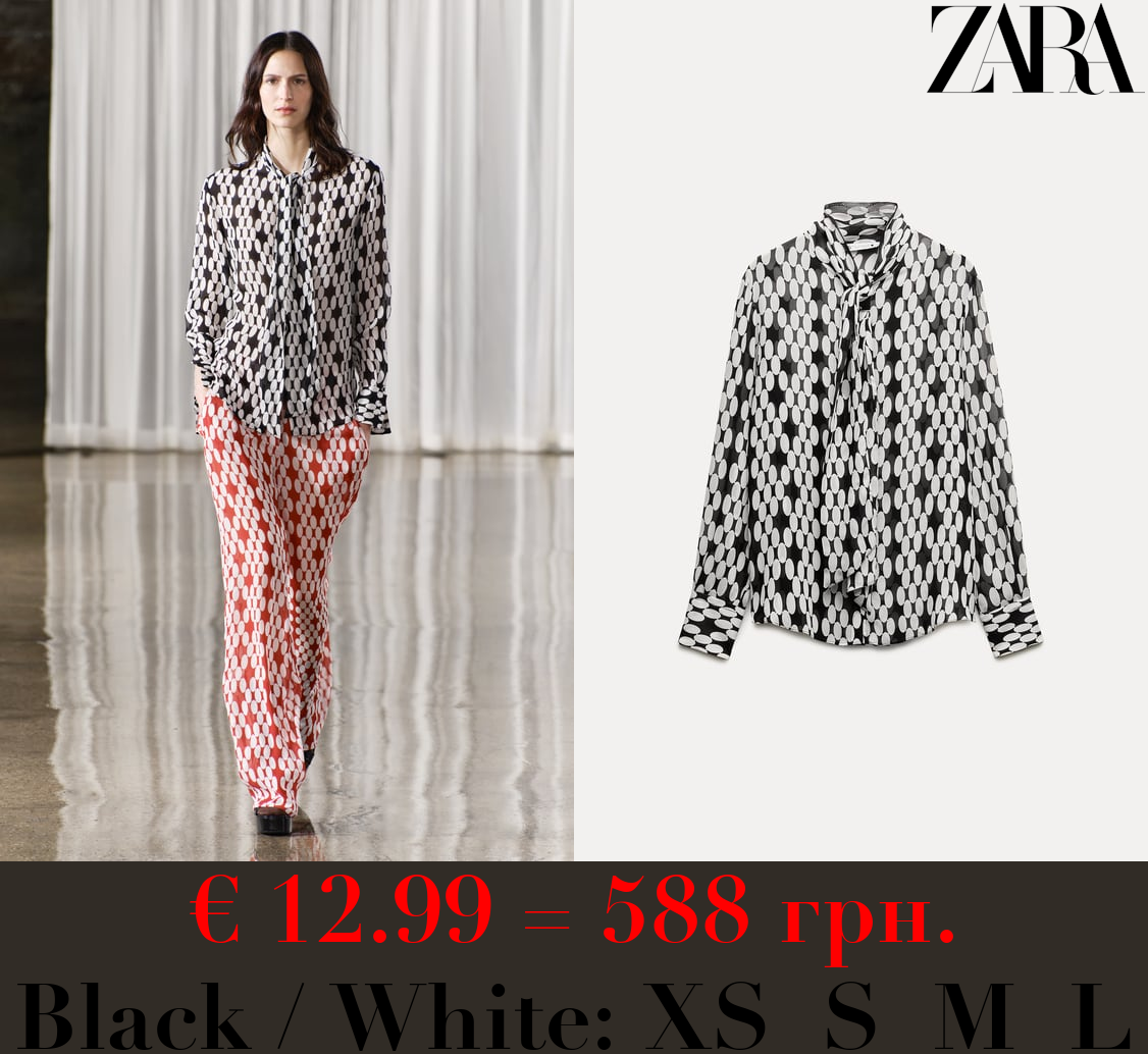 ZW COLLECTION PRINT SHIRT WITH TIE DETAIL