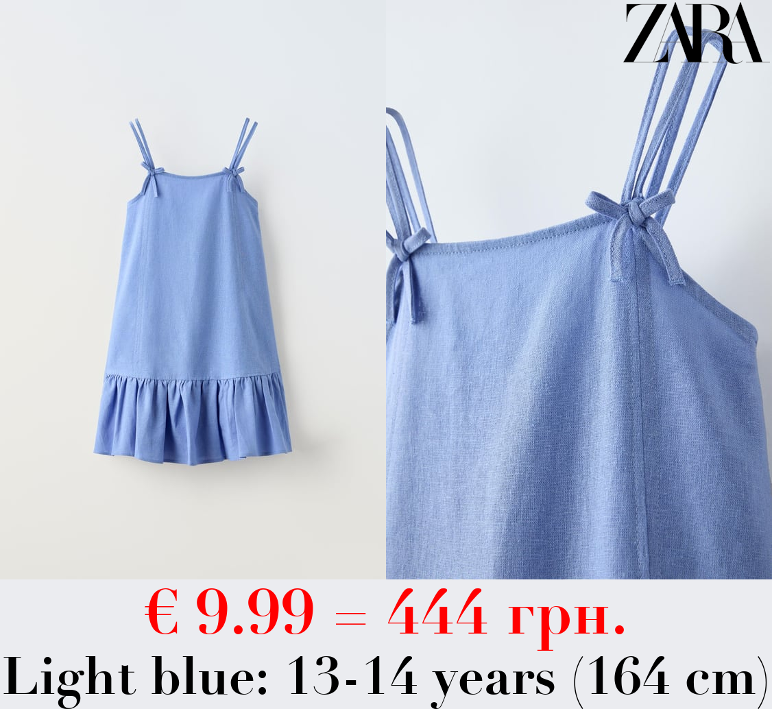 LINEN BLEND DRESS WITH BOWS