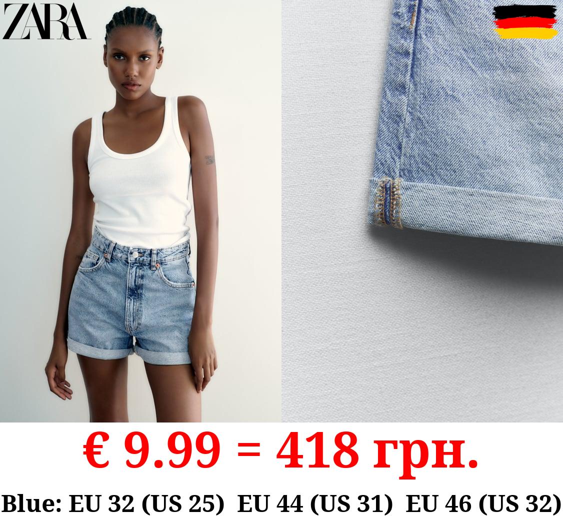 TRF HIGH-RISE MOM FIT DENIM BERMUDA SHORTS