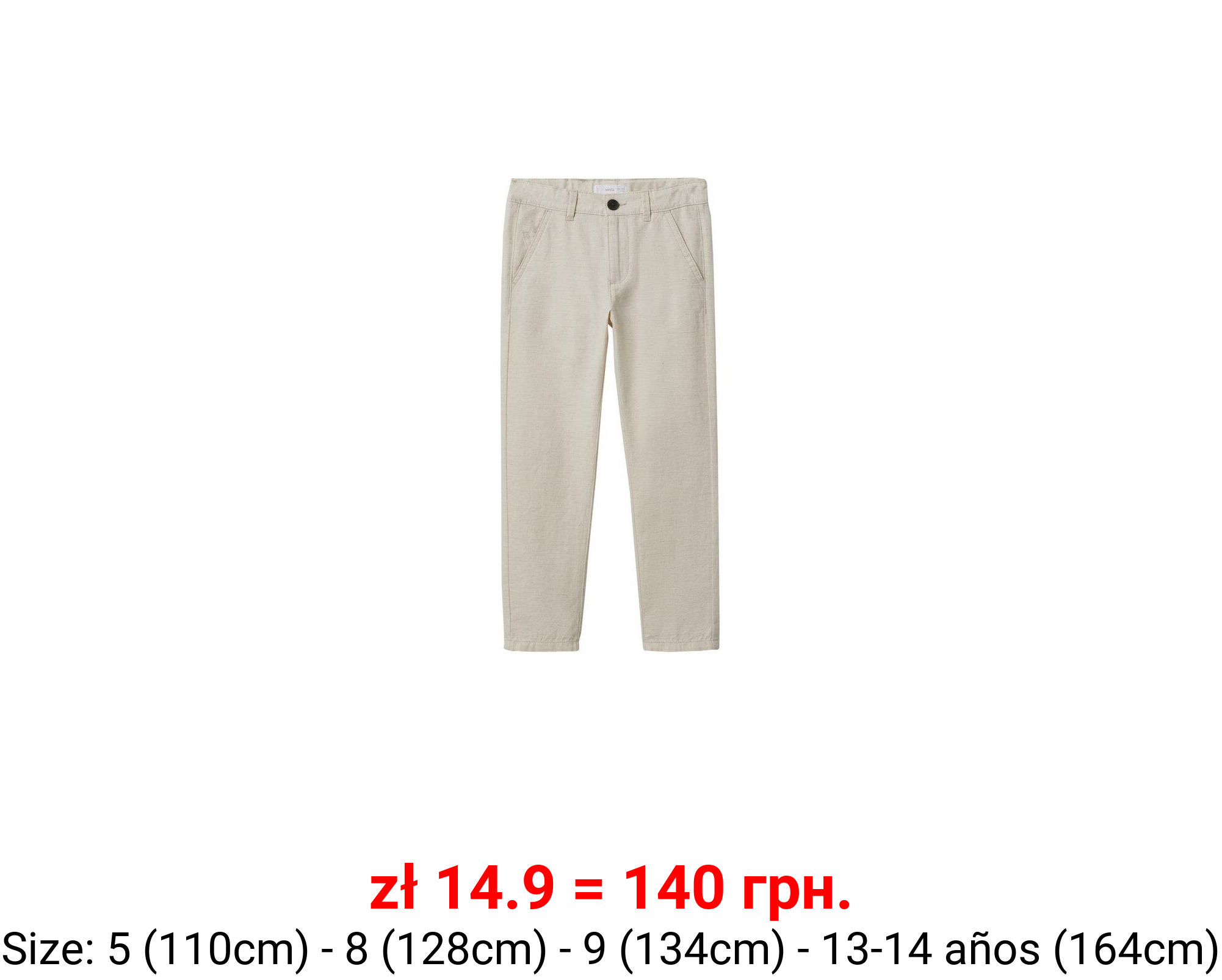 Pantalón slim fit algodón lino