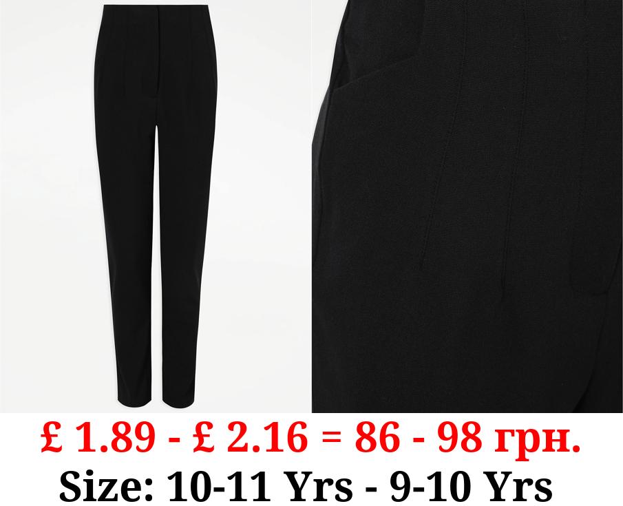 Senior Girls Black High Waist Plus Fit Slim Leg School Trousers