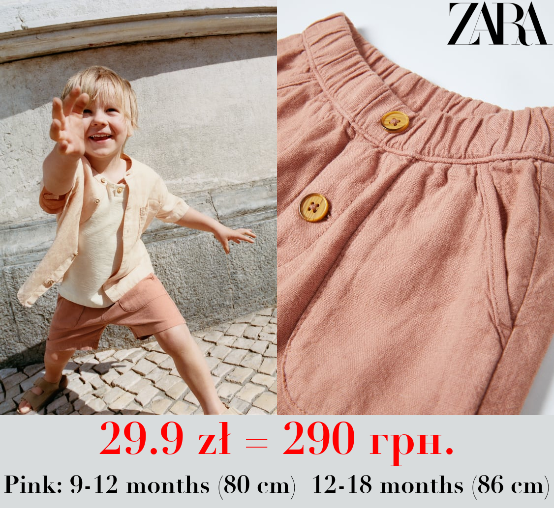 LINEN BLEND BERMUDA SHORTS