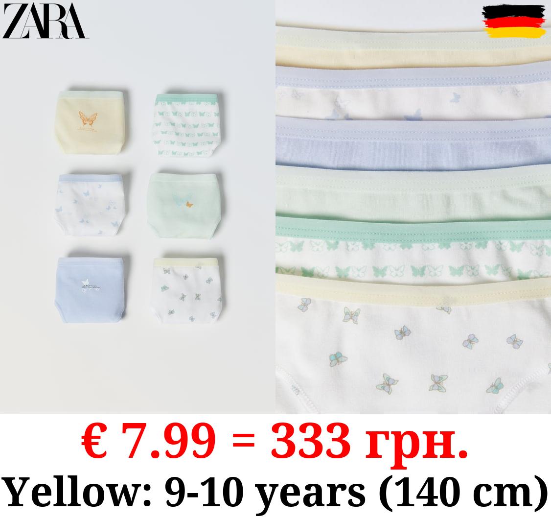 6-14 YEARS/ PACK OF SIX BUTTERFLY BRIEFS