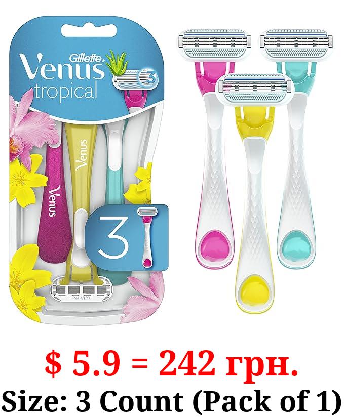 Gillette Venus Tropical Disposable Razors for Women, 3+1 Count, Designed for a Smooth Shave, Tropical Fragrance Scented Handles