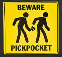 Notices and places. Осторожно карманники плакат.