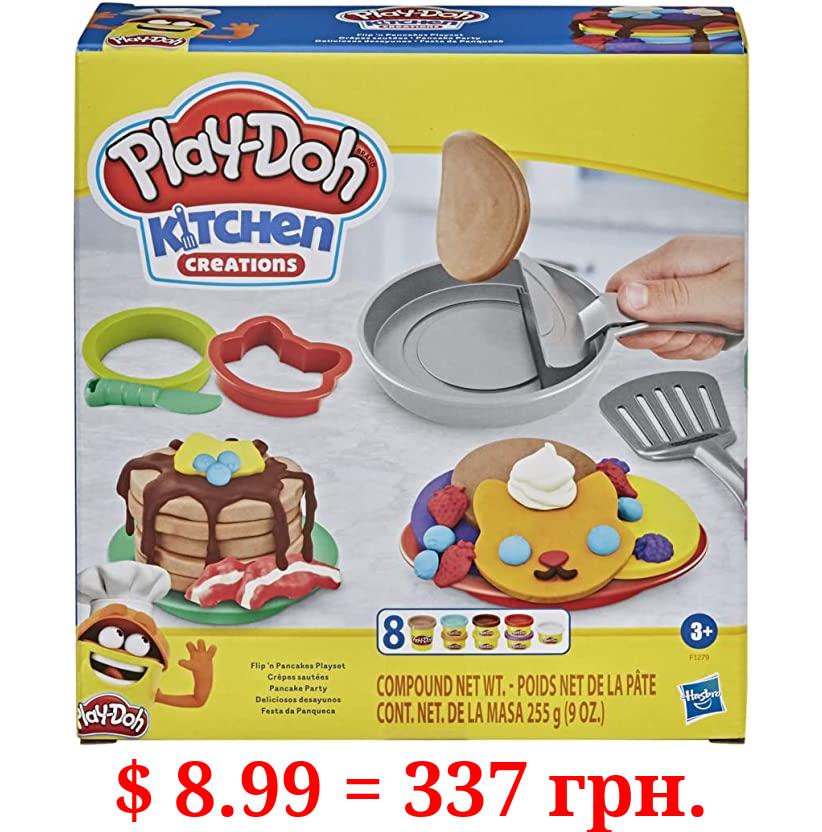 Play-Doh Kitchen Creations Flip 'n Pancakes Playset with 14 Play Kitchen Accessories, Preschool Toys, Kitchen Toys for 3 Year Old Girls and Boys and Up