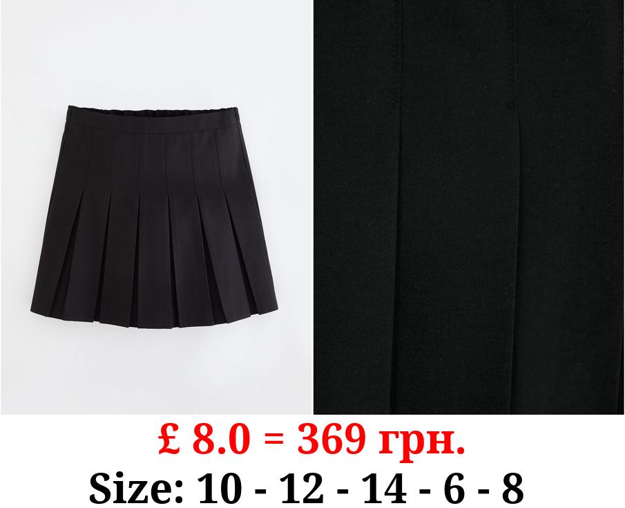 Senior Girls Black Permanent Pleats School Skirt
