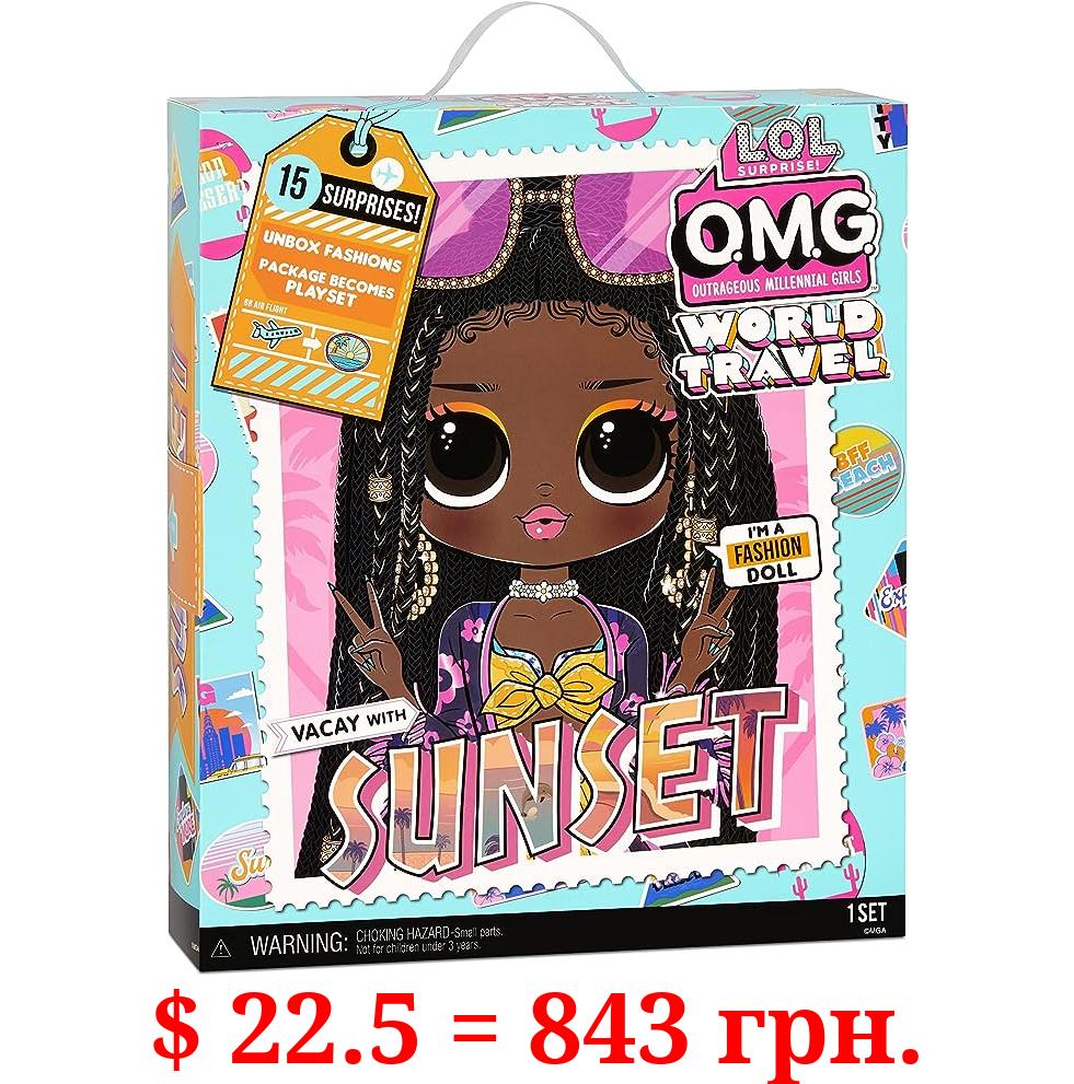L.O.L. Surprise! World Travel Sunset Fashion Doll with 15 Surprises Including Outfit, Travel Accessories and Reusable Playset – Great Gift for Girls Ages 4+