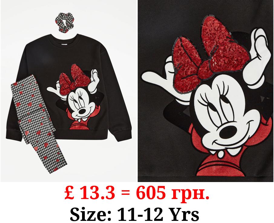 Disney Minnie Mouse Sweatshirt Leggings and Scrunchie Outfit