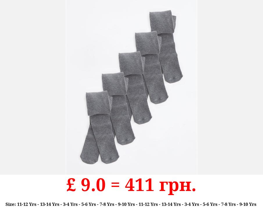 Grey Super Soft Cotton Rich Tights 5 Pack