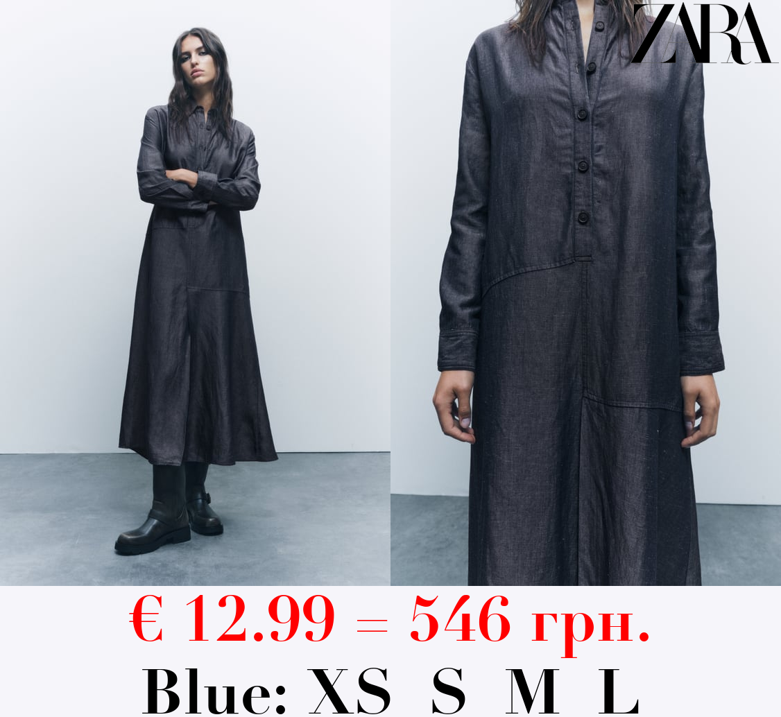 ZW COLLECTION LINEN BLEND SHIRT DRESS