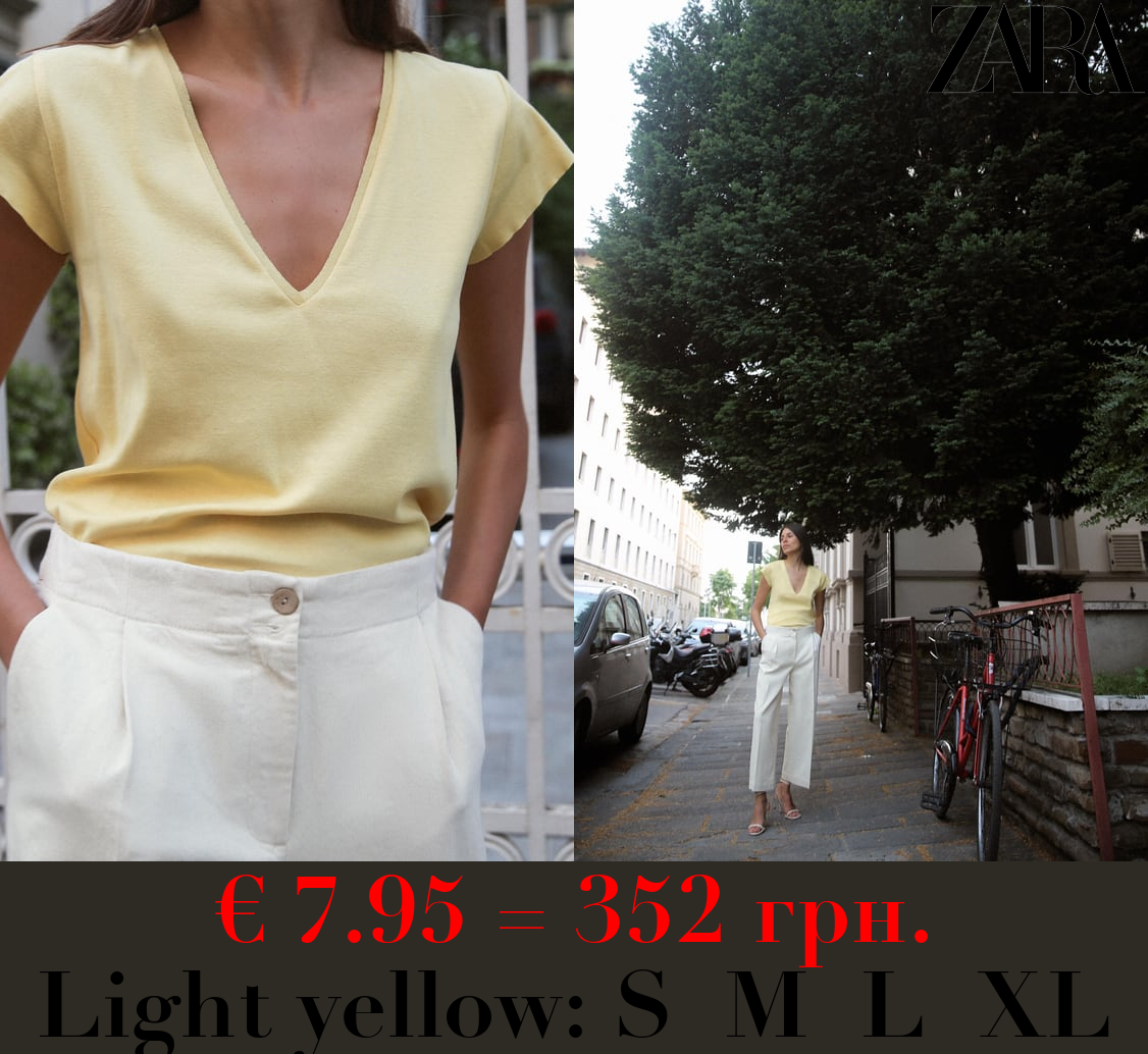 V-NECK COTTON T-SHIRT