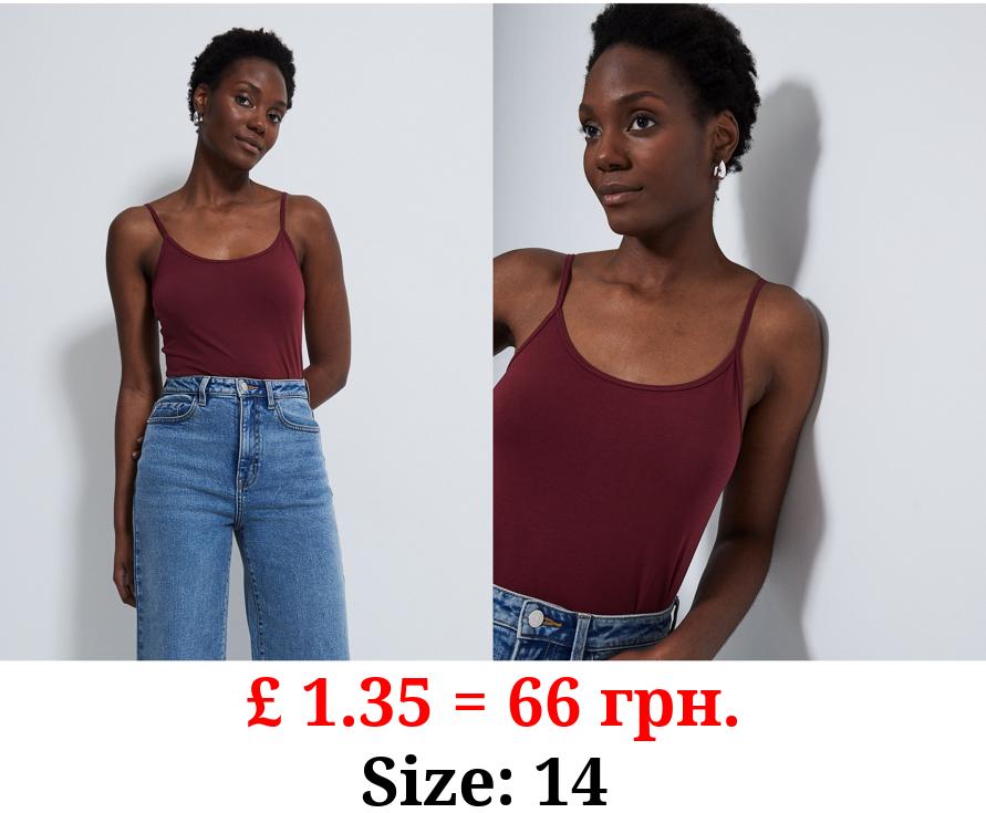 Burgundy Fitted Cami Top