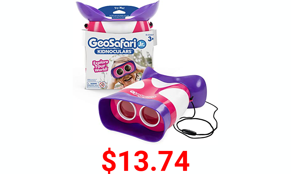 Educational Insights GeoSafari Jr. Kidnoculars Pink Binoculars for Toddlers & Kids, Stocking Stuffer for Boys & Girls, Ages 3+