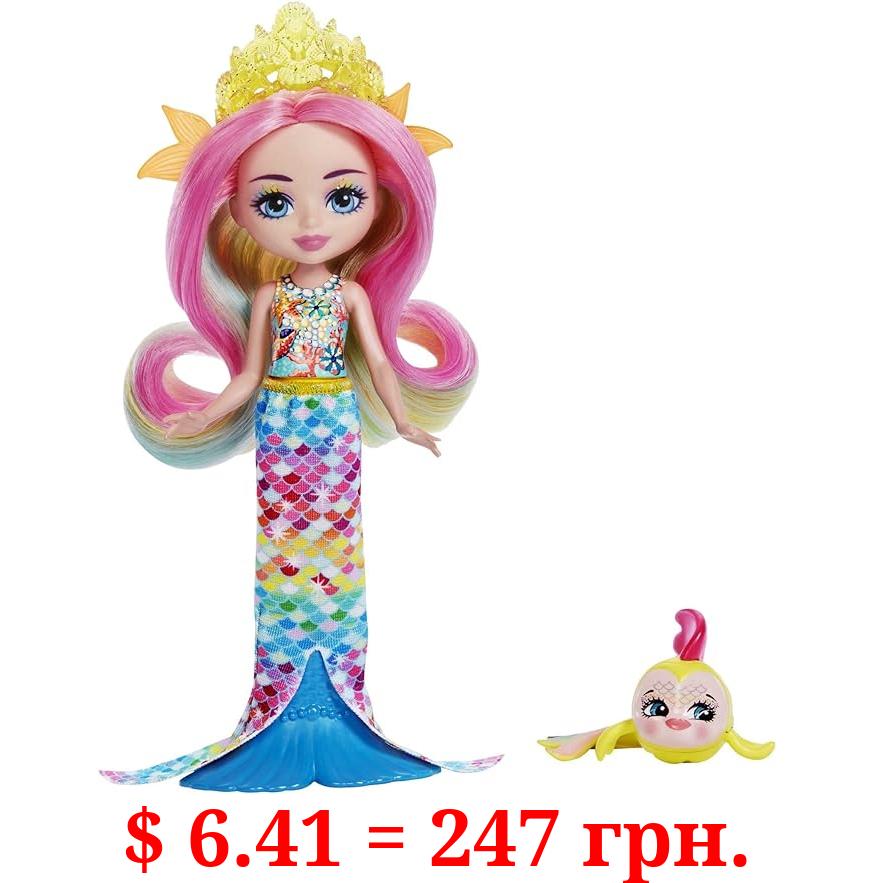 Enchantimals Radia Rainbow Fish Doll (6-in) & Flo Animal Friend Figure from Ocean Kingdom Collection, Small Doll with Removable Skirt and Accessories, Great Gift for 3 to 8 Year Old Kids