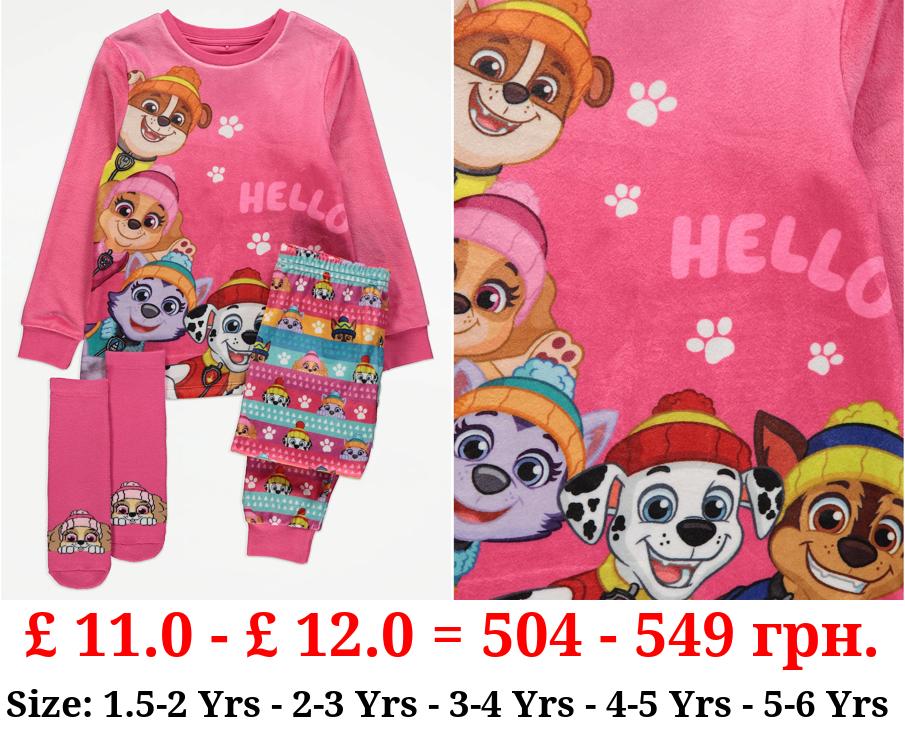 PAW Patrol Pink Fleece Pyjamas and Socks Set