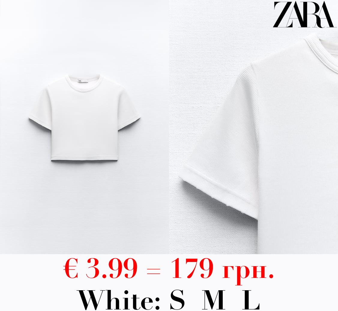 FADED-EFFECT RIBBED CROP TOP