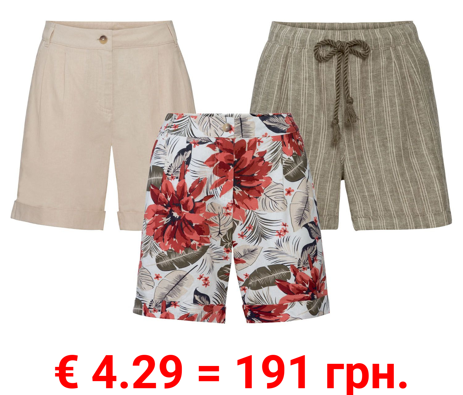 esmara® Damen Shorts mit Eingrifftaschen