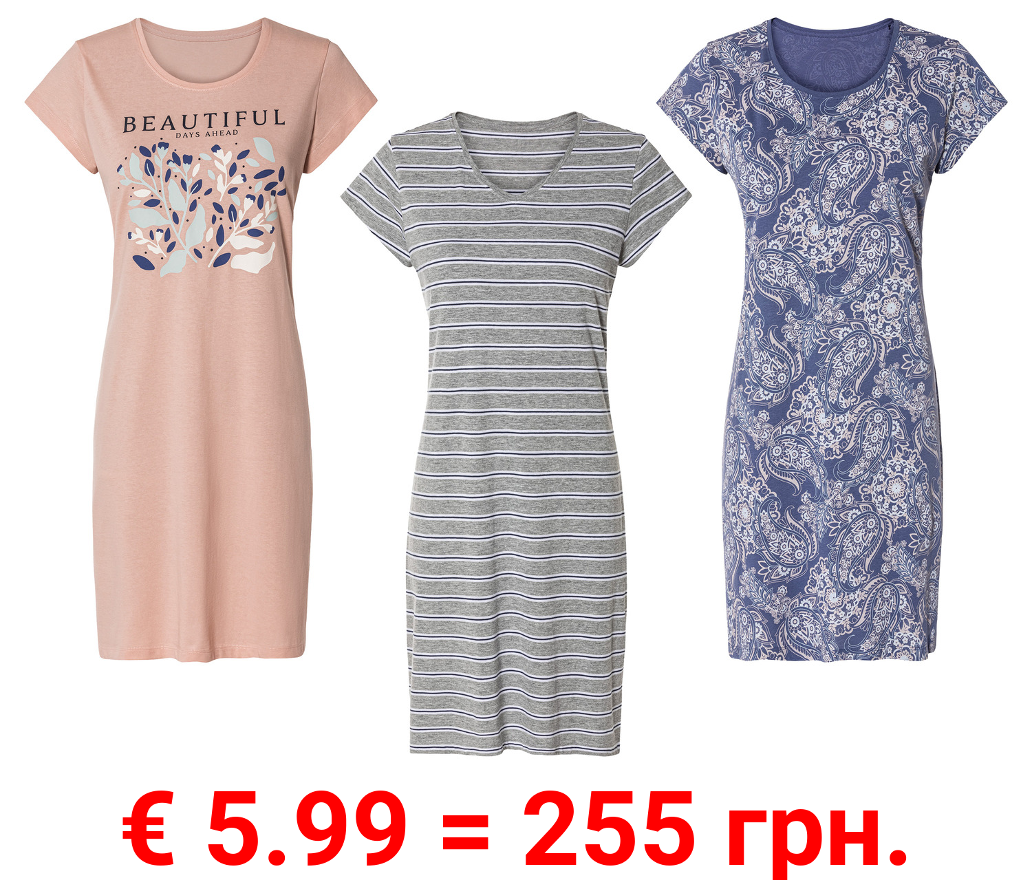 esmara® Damen Nachthemd mit Baumwolle