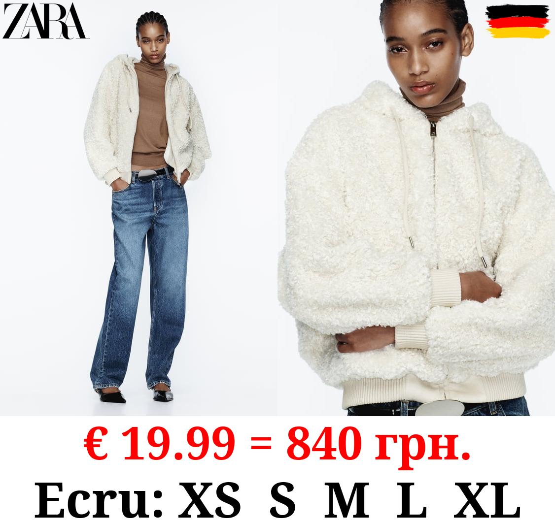 FAUX SHEARLING JACKET WITH HOOD