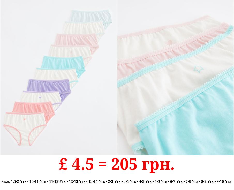 Coloured Edge Full Briefs 10 Pack