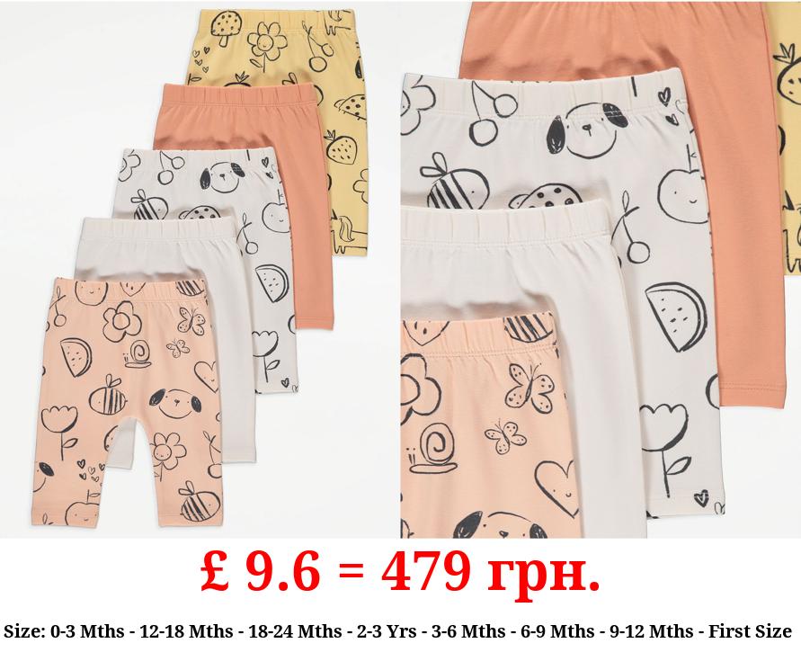 Assorted Animal Floral Leggings 5 Pack